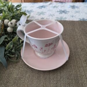 Rae Dunn Pink Floral Teacup and Saucer